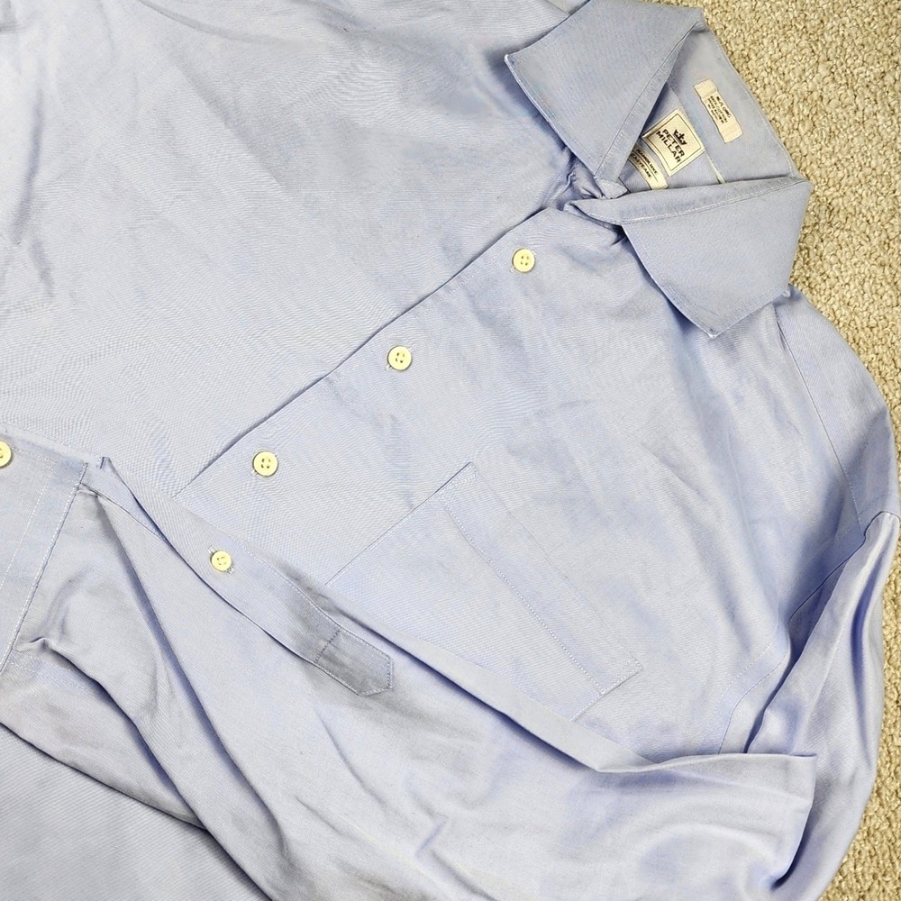 Peter Millar Dress Shirt 16 Long Cotton Button Down Light Blue Long Sleeve